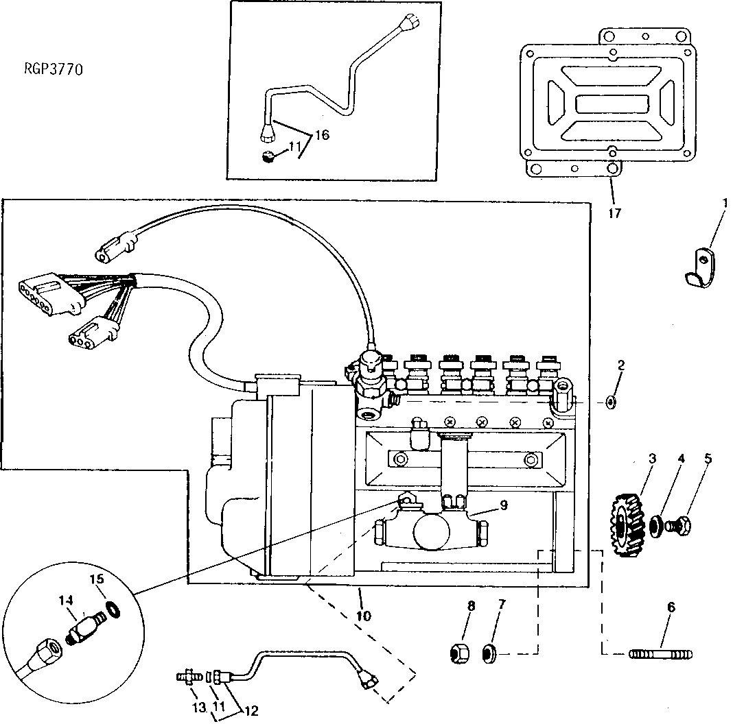 FUEL INJECTION PUMP, LUBE LINE AND ENGINE CONTROLLER (HH003)