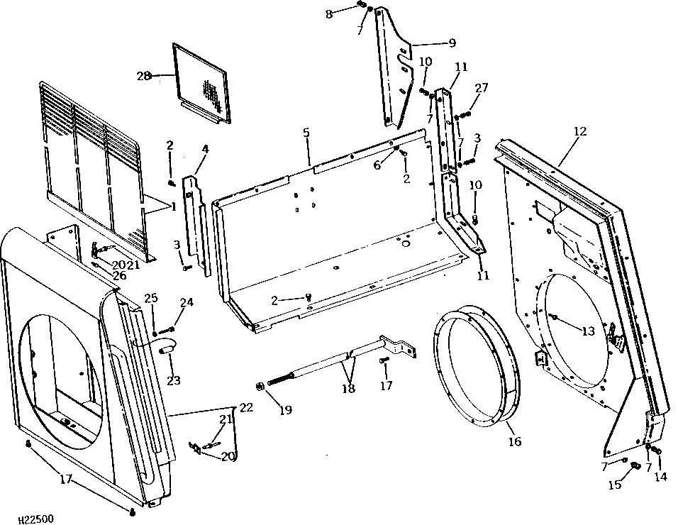 FAN SHROUD, ENGINE COMPARTMENT REAR SHEET, AND INSTRUMENT WALL ( - 11500)