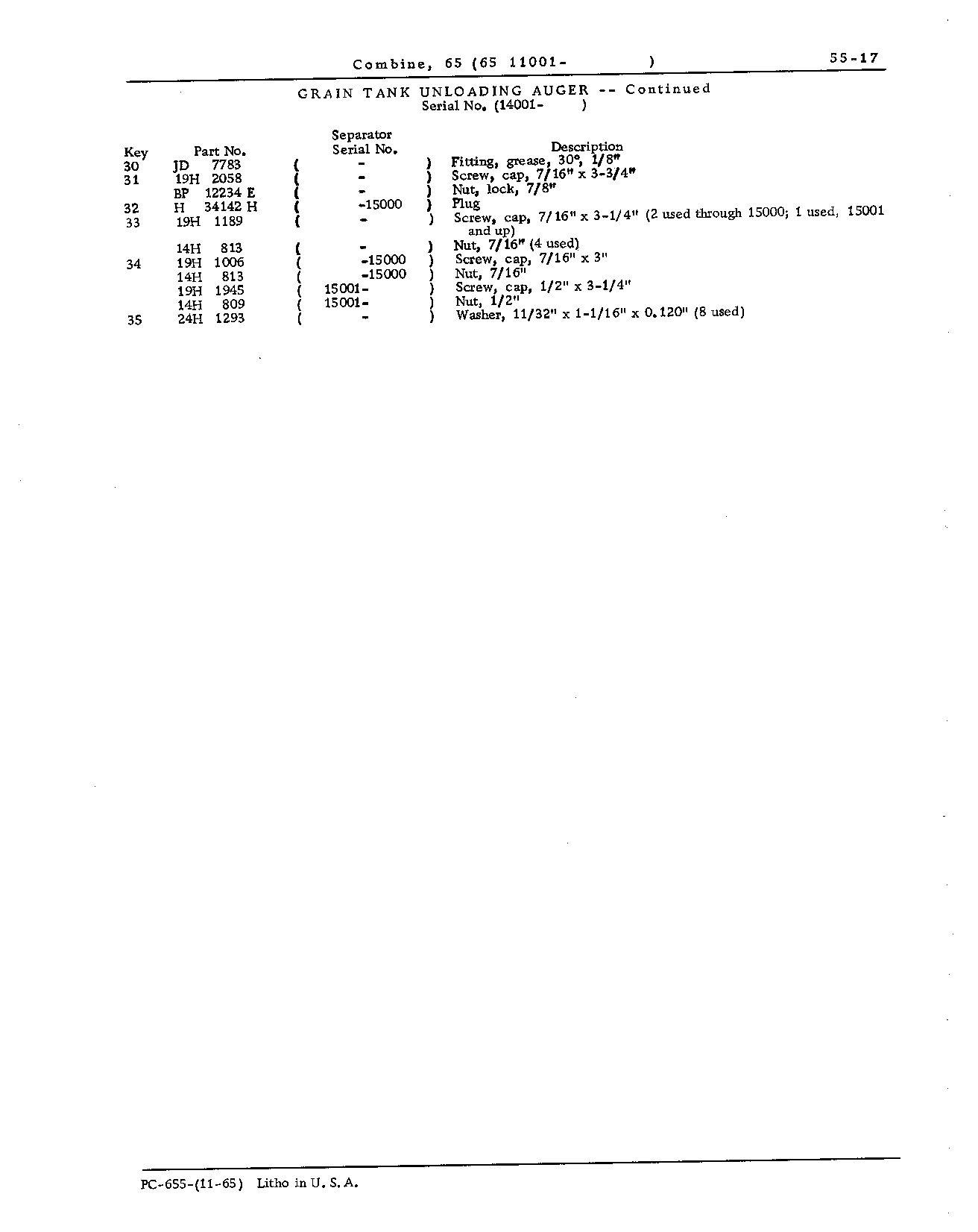 Grain Tank, Loading and Unloading Augers, and Ladder (Continued)