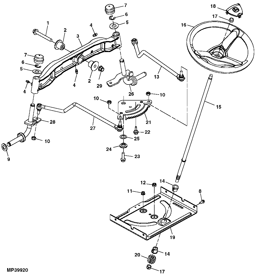 STEERING WHEEL, GEARS, LINKAGE AND FRONT AXLE