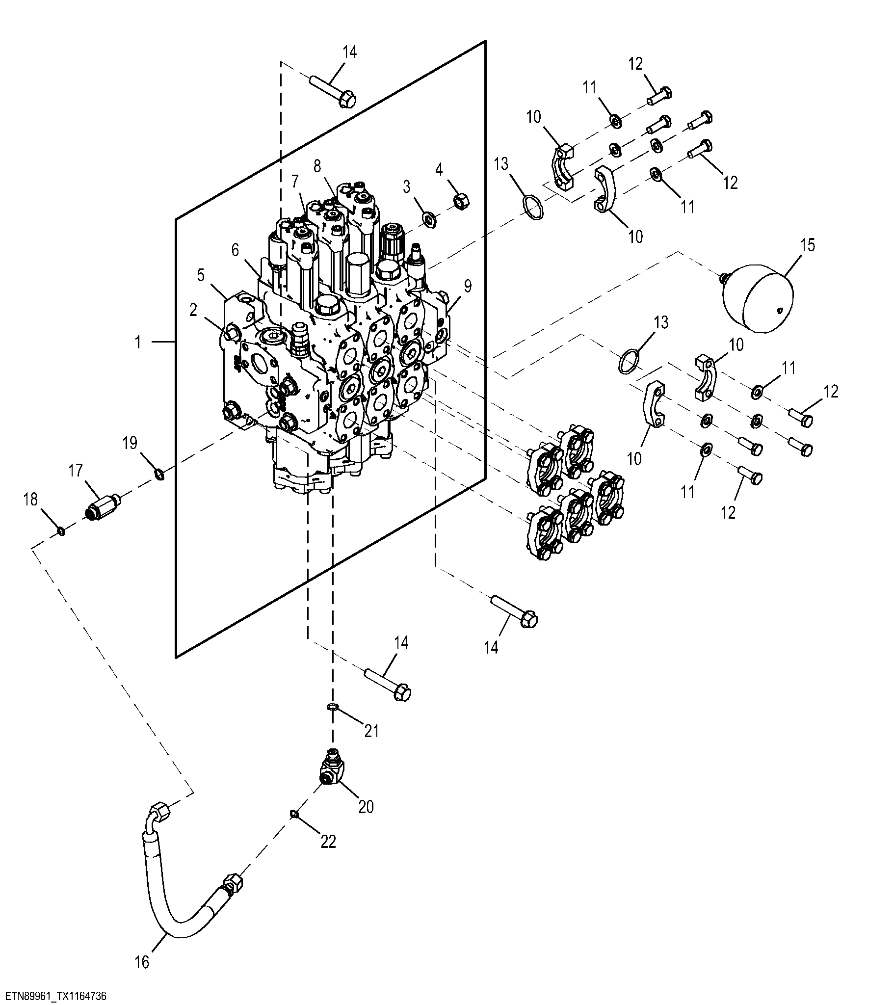 Hydraulic Control Valve, 3-Spool ( - 598776)