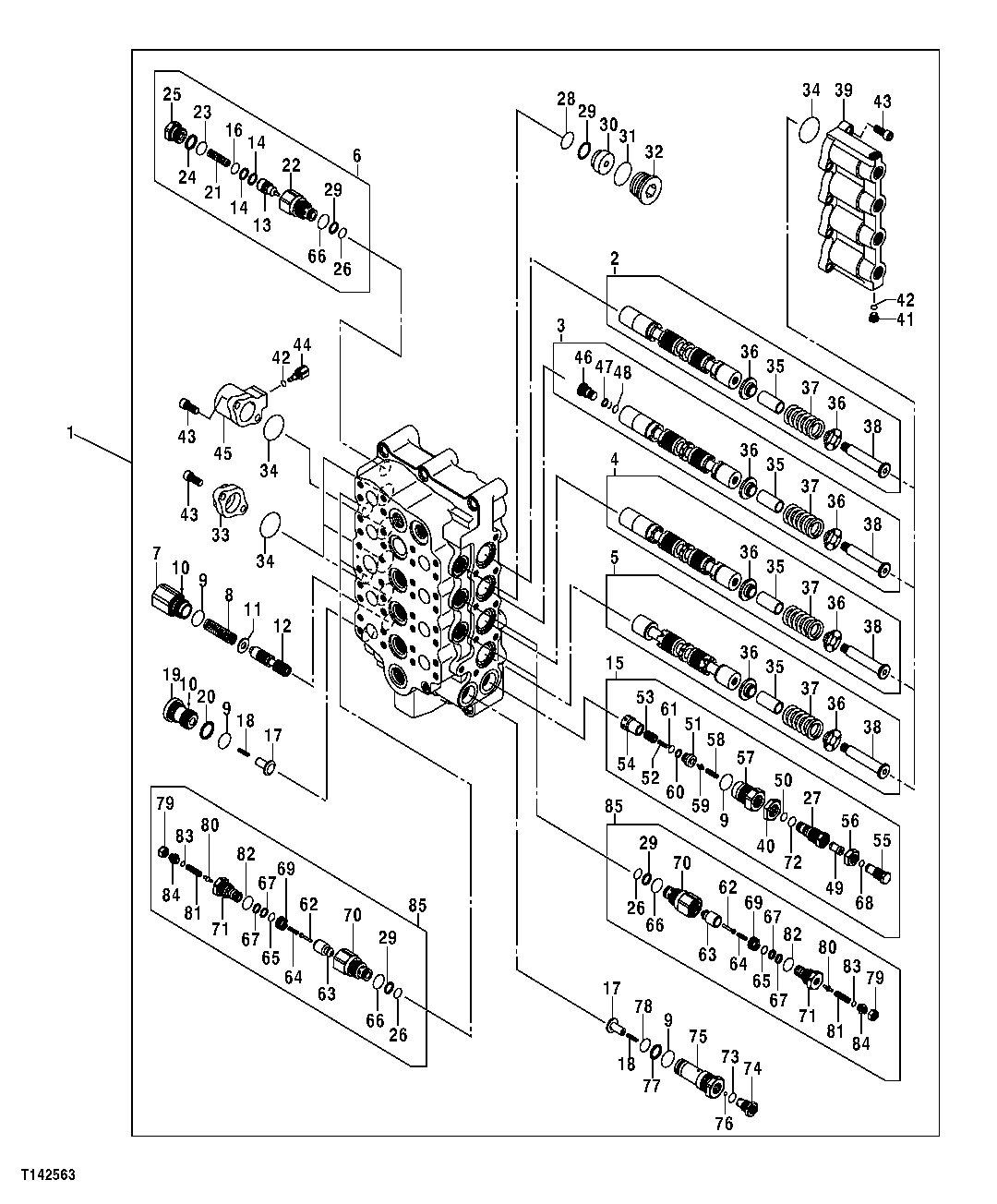 MAIN HYDRAULIC CONTROL VALVE (4-SPOOL SIDE) (CONTINUED)