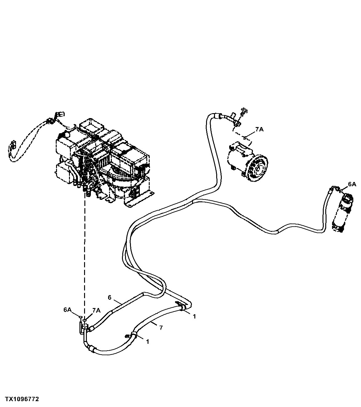 REFRIGERANT HOSES (HVAC UNIT TO COMPRESSOR AND RECEIVER/DRYER)