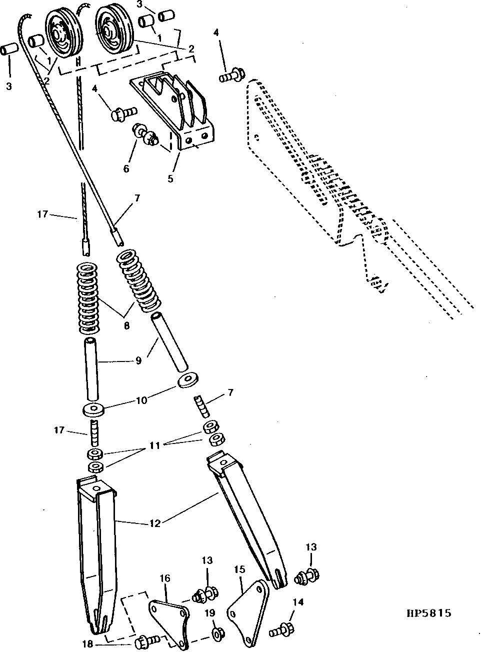 LEVELING CABLES, SHEAVES AND BRACKETS (SIDEHILL) (UPPER REAR)