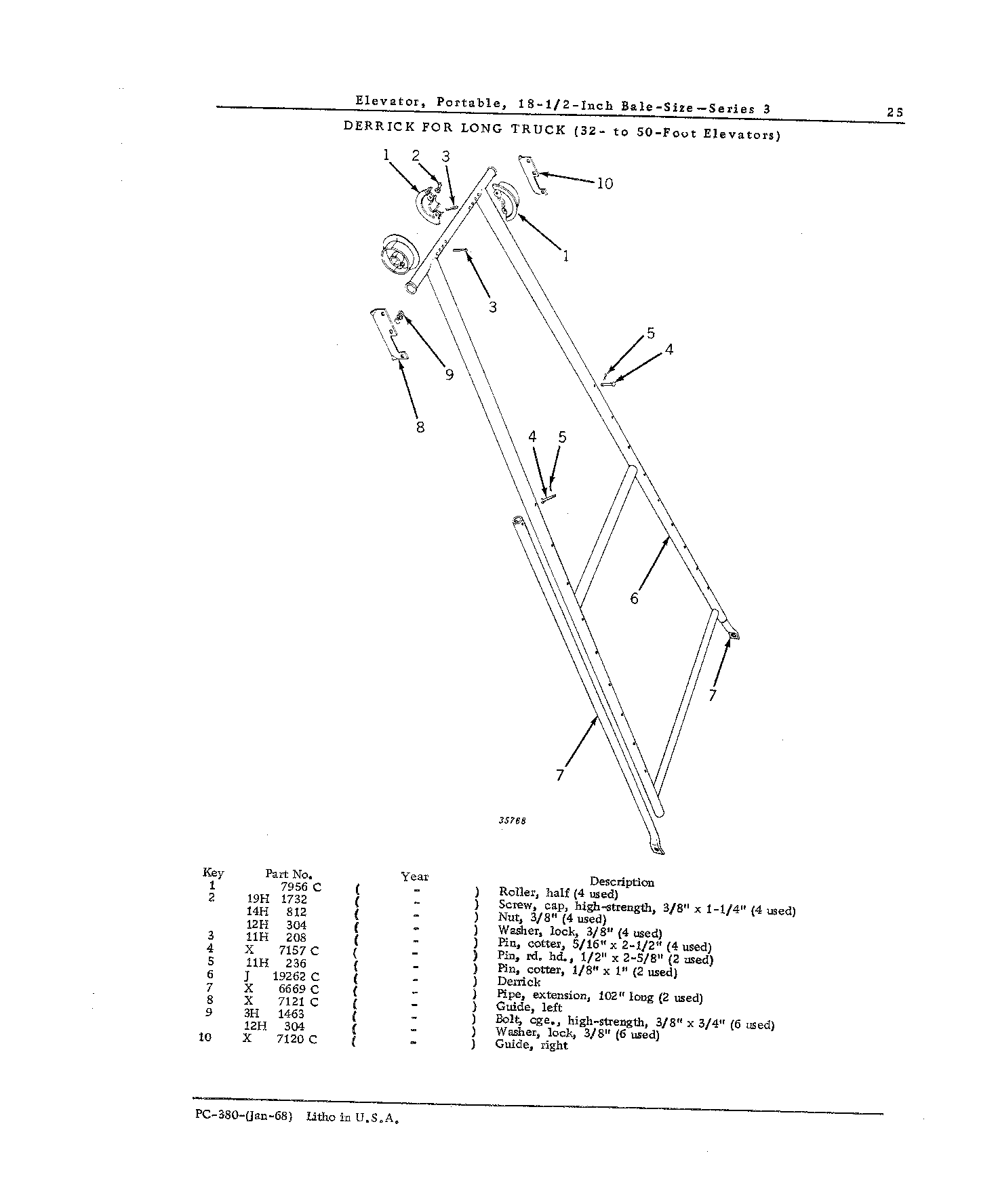Derrick for Short Truck (26- to 30-Foot Elevators)