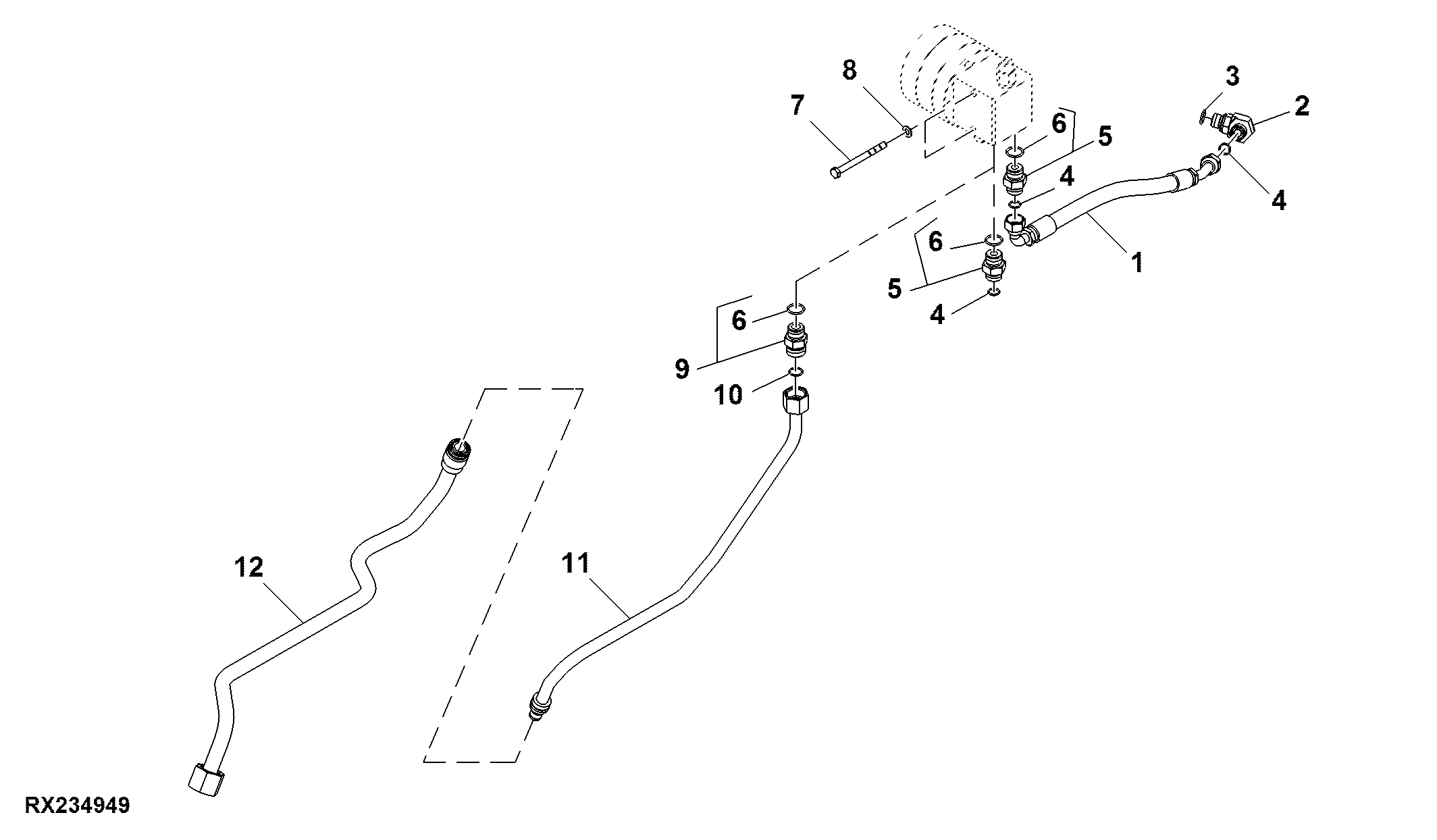 STEERING FLOWMETER SENSOR MOUNTING BRACKET AND UPPER OIL LINES