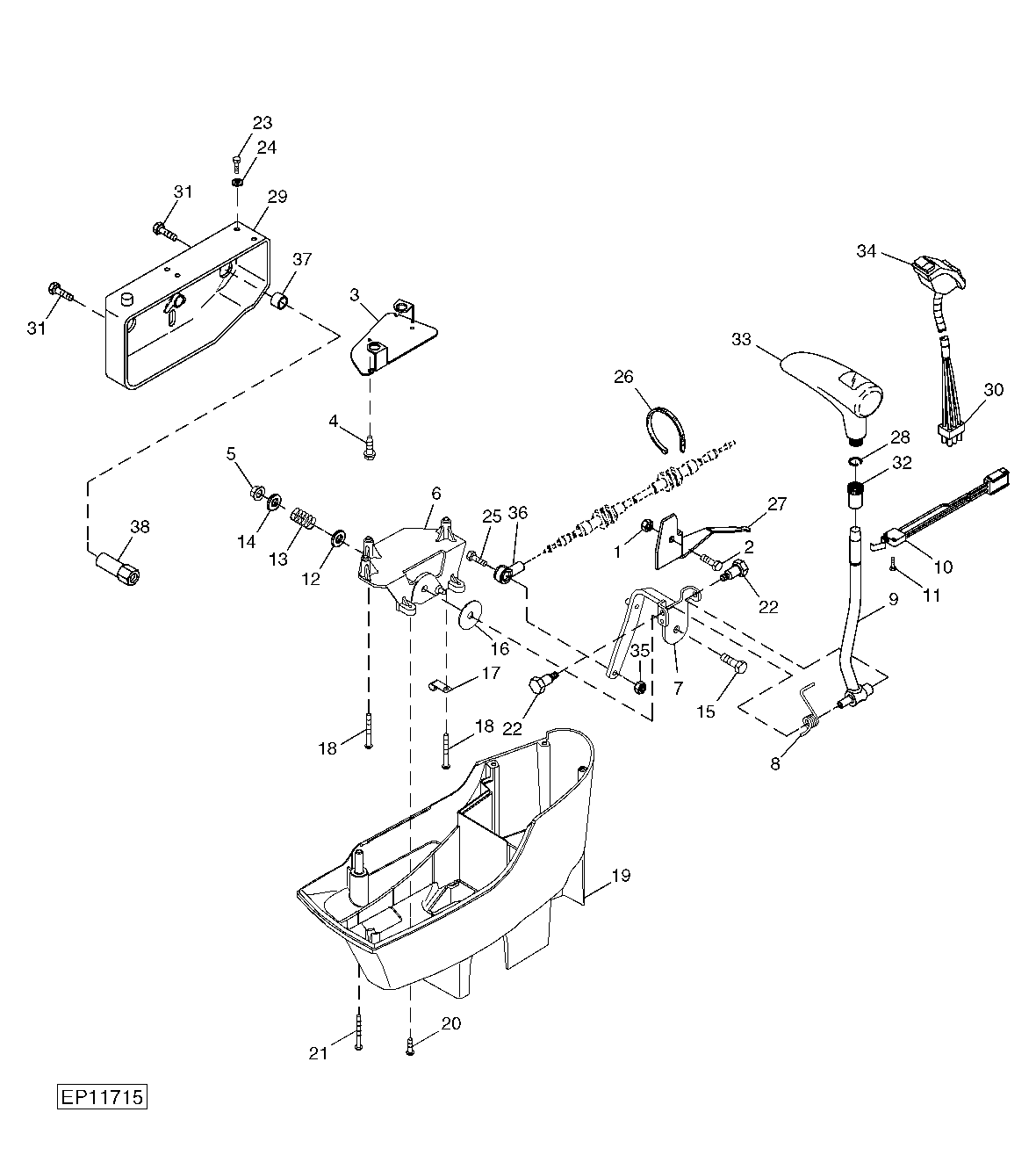 ARMREST CONTROL PANEL, DRIVE LEVER AND CABLE