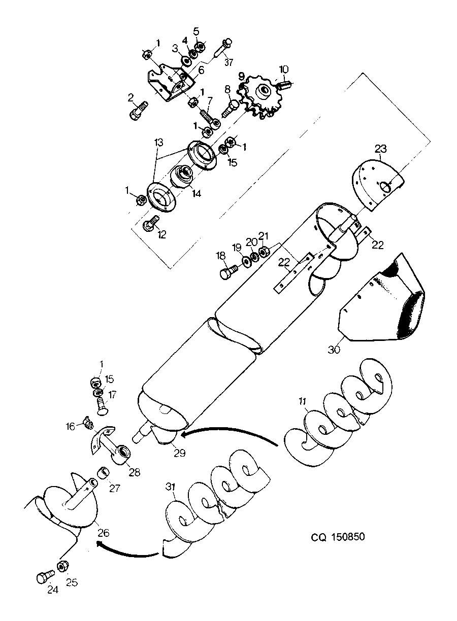 UNLOADING AUGER - EXTRALONG (SUPERIOR PORTION)