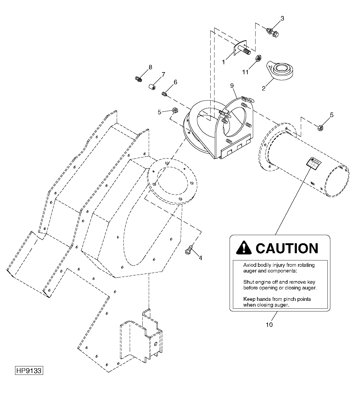 FOLDING UPPER CLEAN GRAIN LOADING AUGER HOUSING
