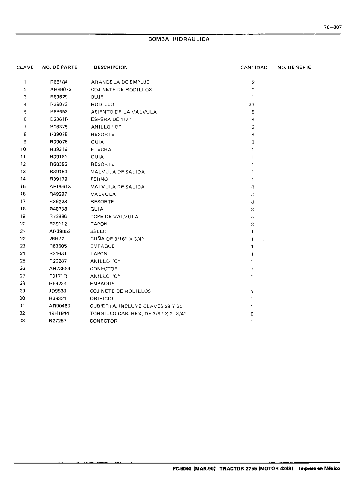 Bomba Hidraulica, Componentes (Continued)