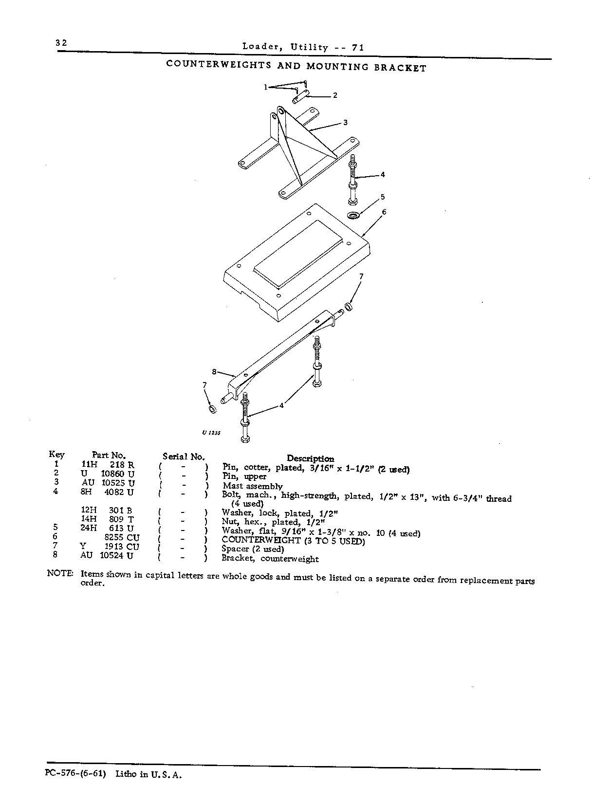 Counterweights and Mounting Bucket