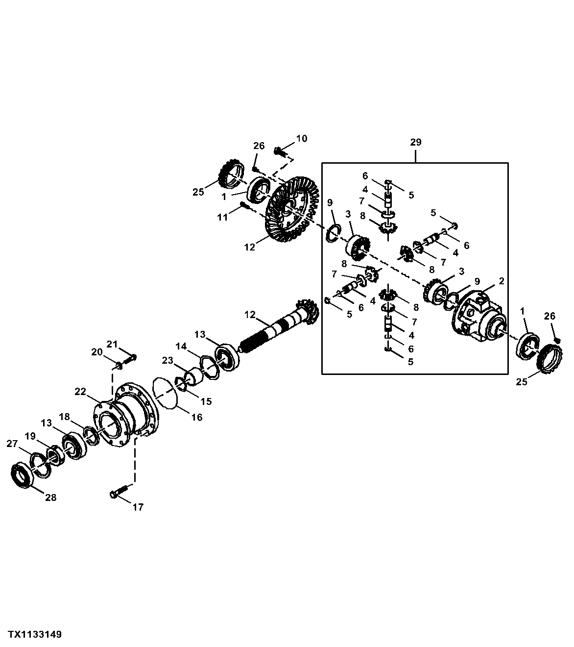 Rear Axle Differential Assembly, Ring and Pinion