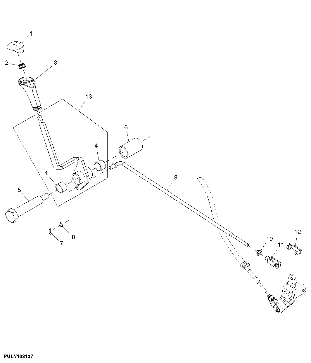 SHIFTABLE E-PTO LEVER AND LINKAGE (STRADDLE MOUNT)