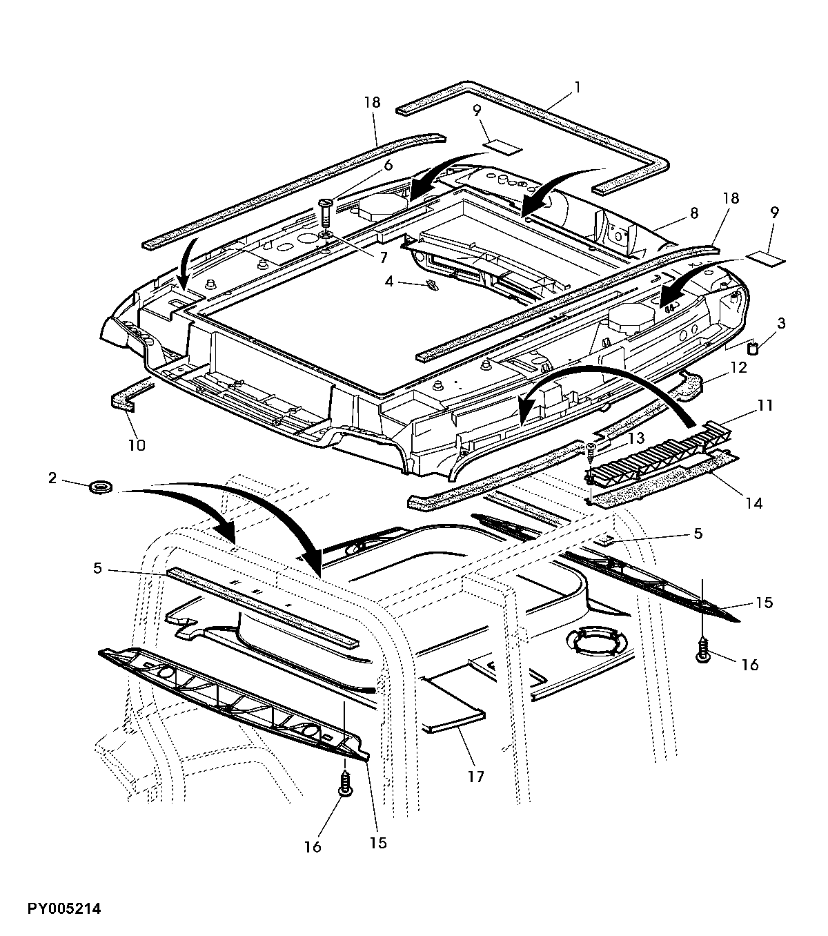 HEADLINER, HEADLINER TRIM (WITH HINGED HATCH)