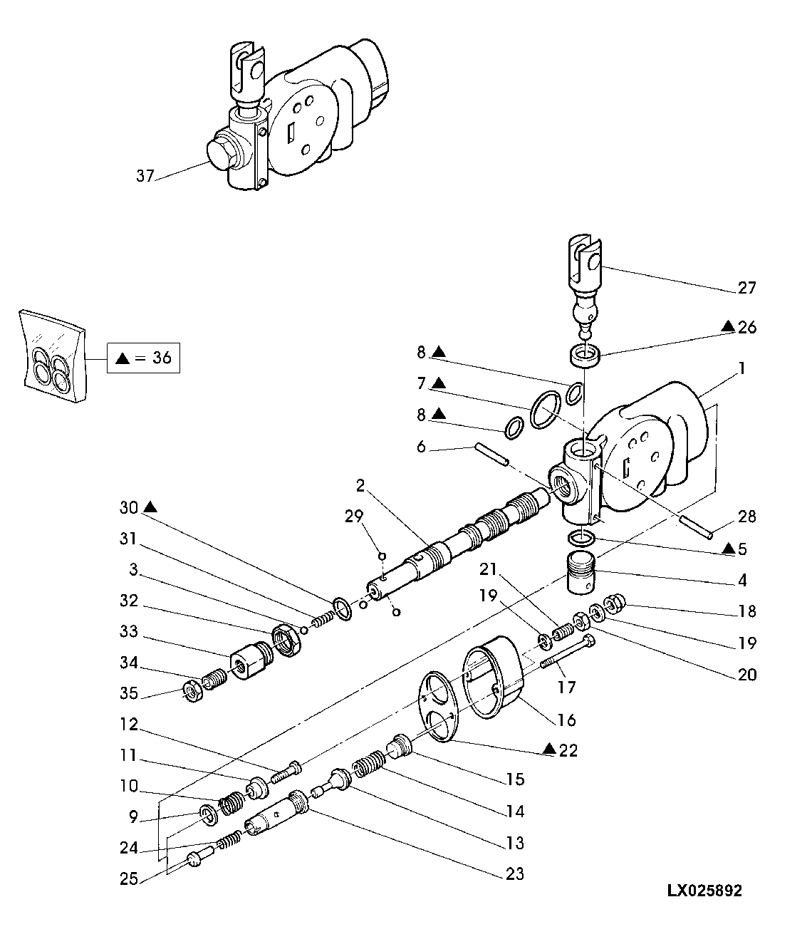 DOUBLE-ACTING SELECTIVE CONTROL VALVE (POS. 1) WITH DETENT