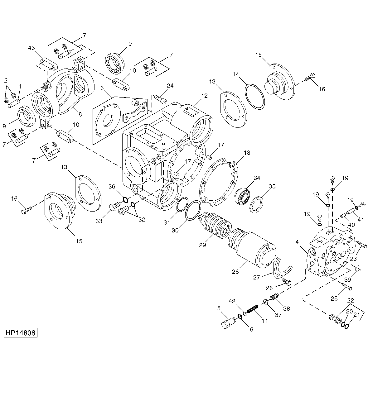 HYDROSTATIC DRIVE PUMP, HOUSING, SWASHPLATE, AND SERVO CYLINDERS