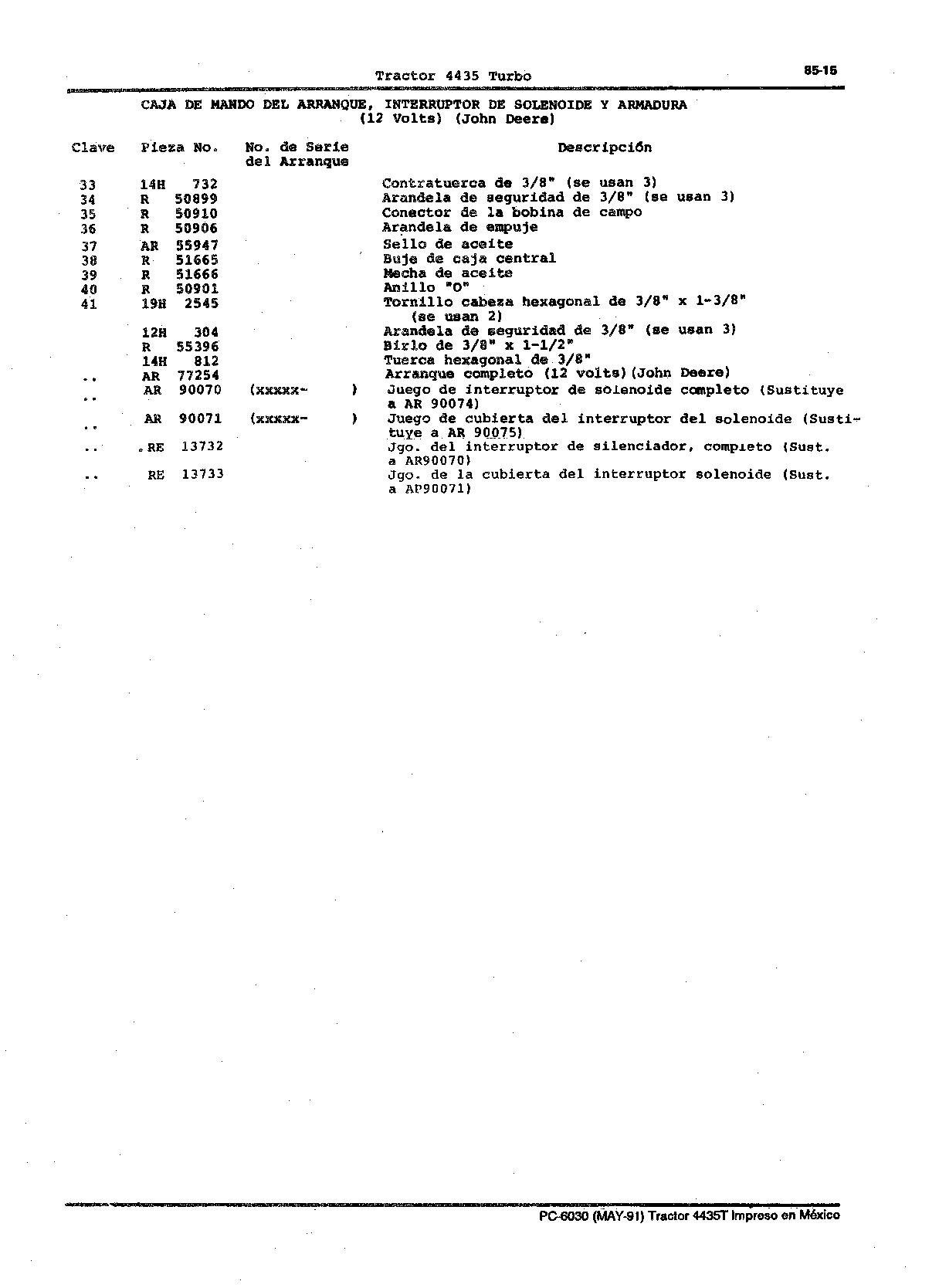 Interruptor de Solenoide del Arranque (Continued)