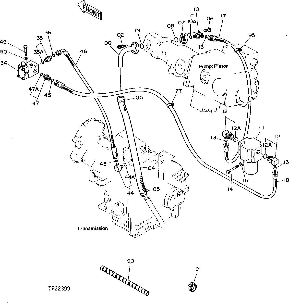 TRANSMISSION OIL LINES, FILTER AND UNLOADING VALVE ( - 000306)