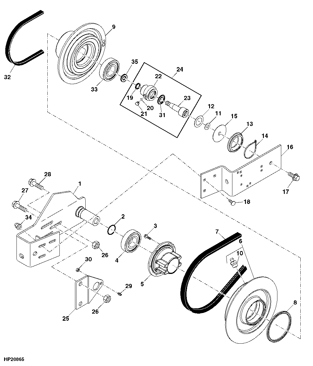 Variable Drive Upper Countershaft, Sheaves and Supports