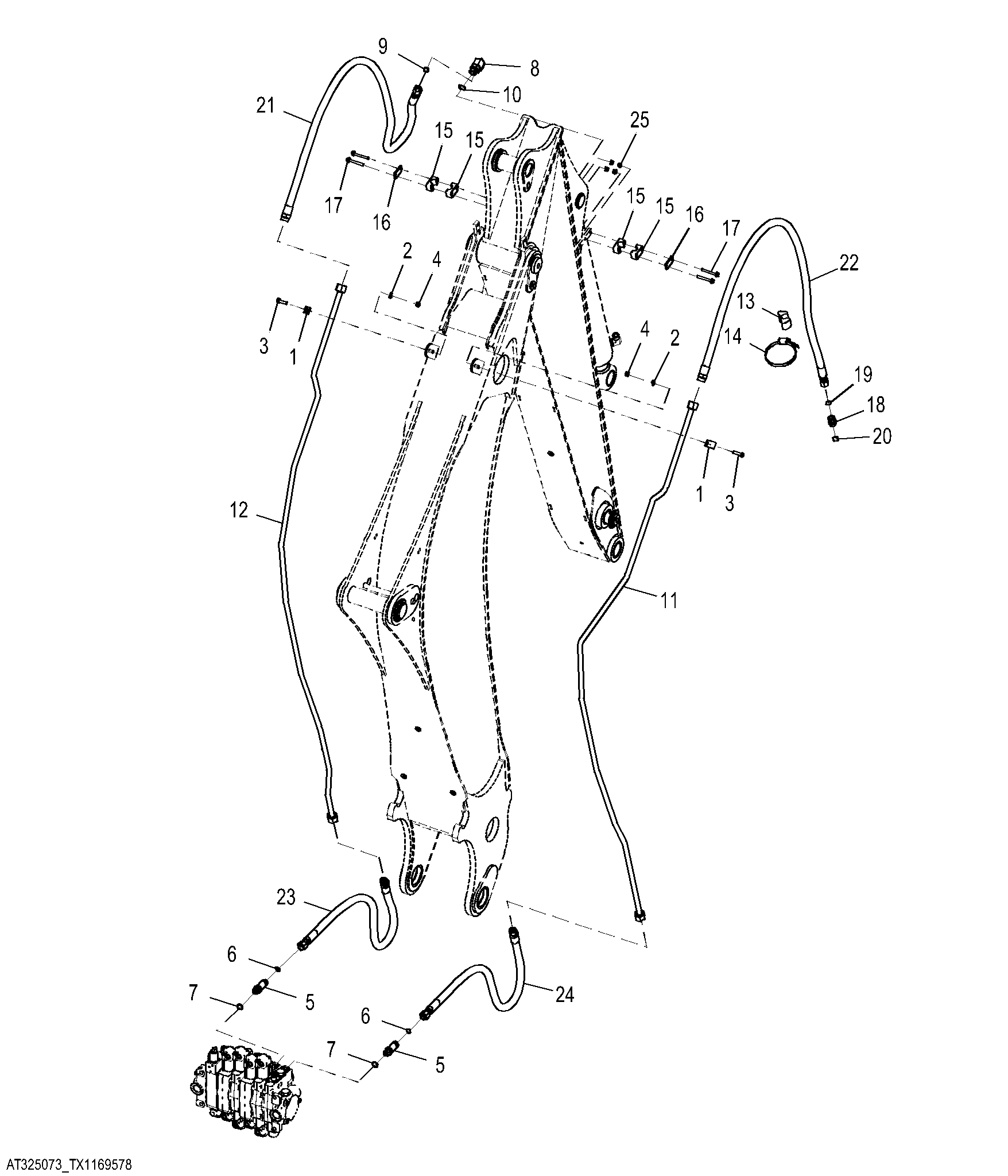 Bucket Cylinder Hydraulics, Standard Dipperstick