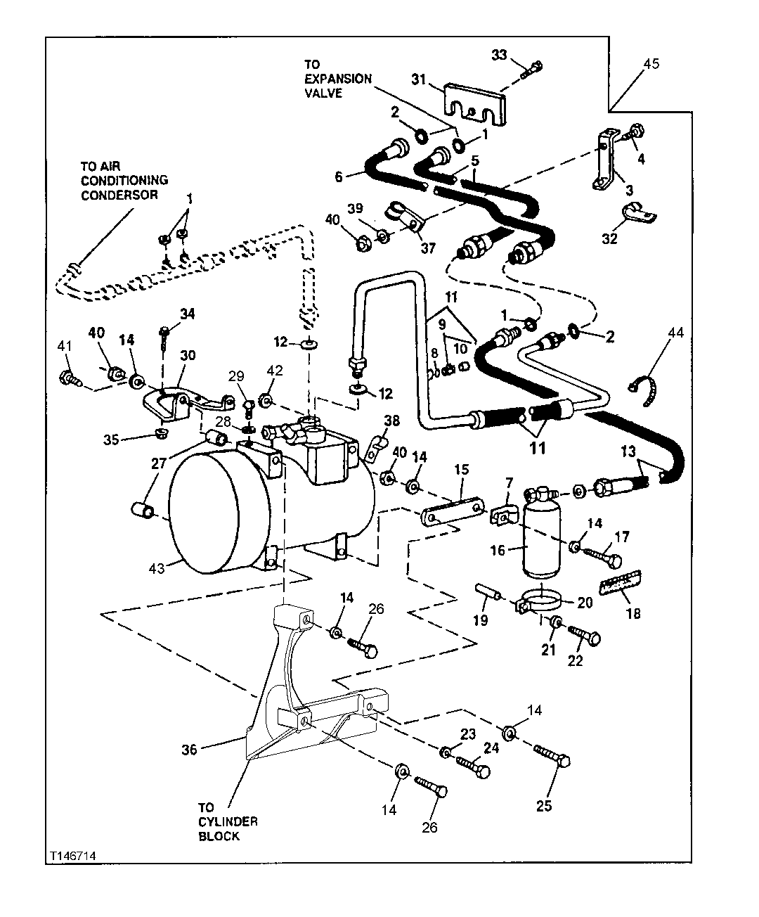 AIR CONDITIONING COMPRESSOR, MOUNTING BRACKETS, RECEIVER DRYER AND HOSES