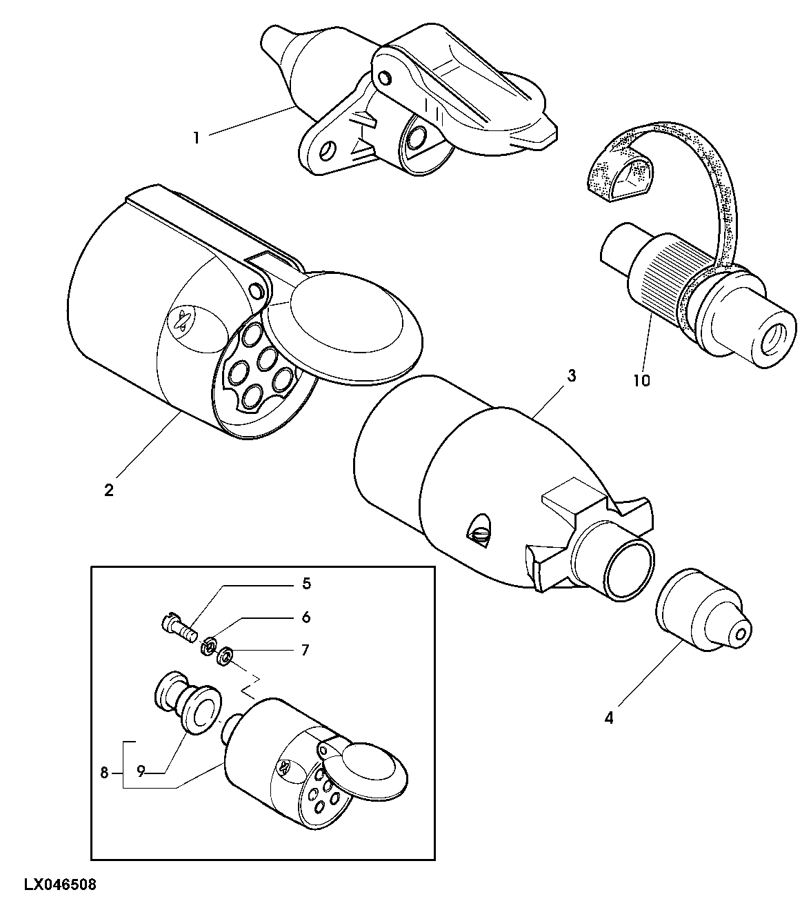 THREE-TERMINAL SOCKET, SEVEN-TERMINAL SOCKET AND CONNECTOR