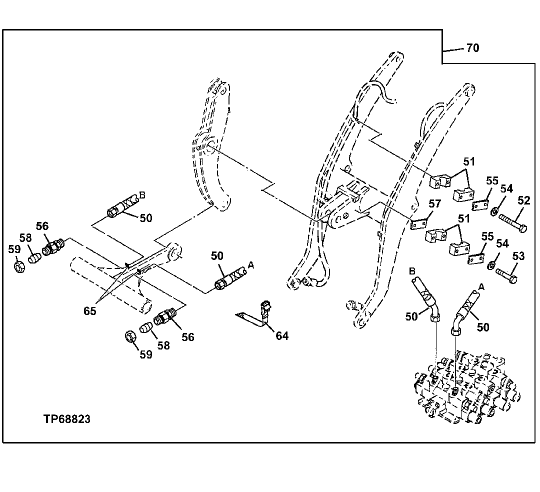 Loader Boom Hydraulic Lines (Auxiliary Fourth Function Loader Valve)