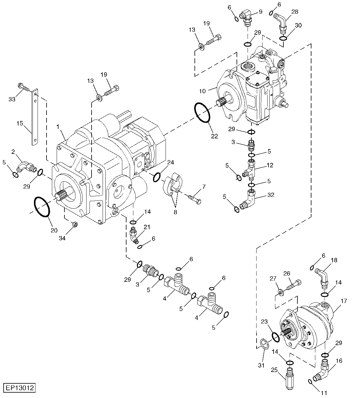 Tandem Pump Assembly (R.H. Pumps) (320001 - )
