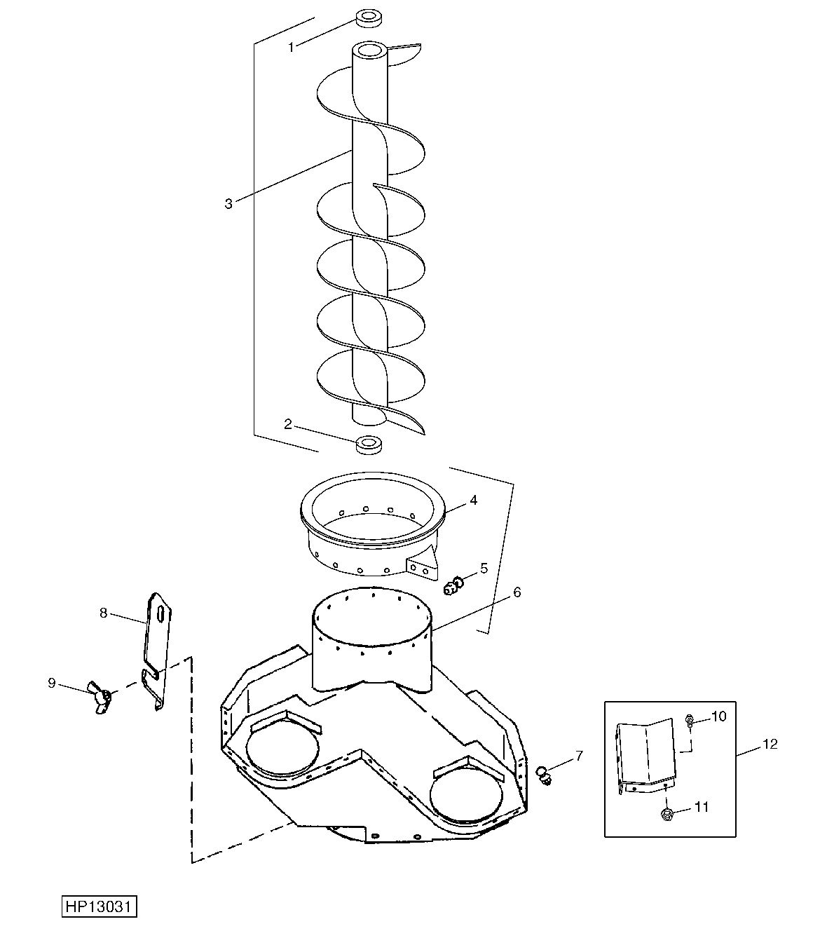 VERTICAL UNLOADING AUGER AND CHARGE HOUSING
