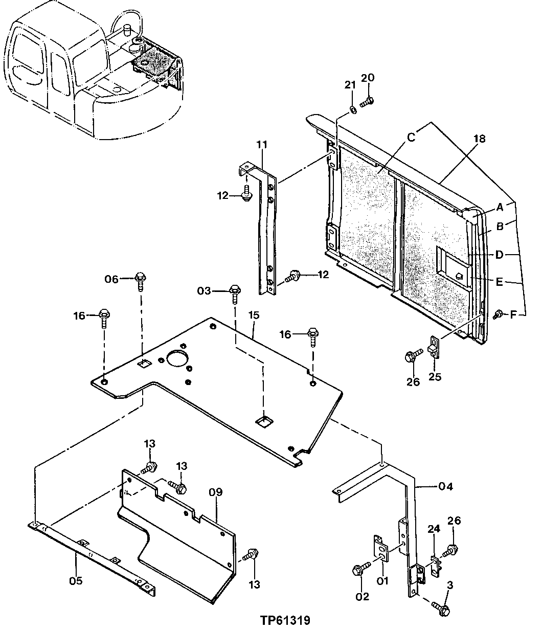 Hydraulic Pump Compartment Top Cover and Supports