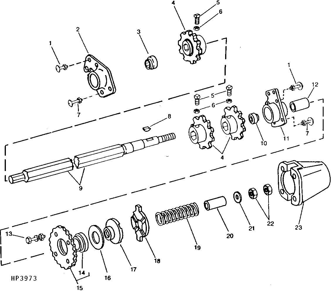 Upper Shaft and Sprockets, Regular Variable Drive (556301 - )