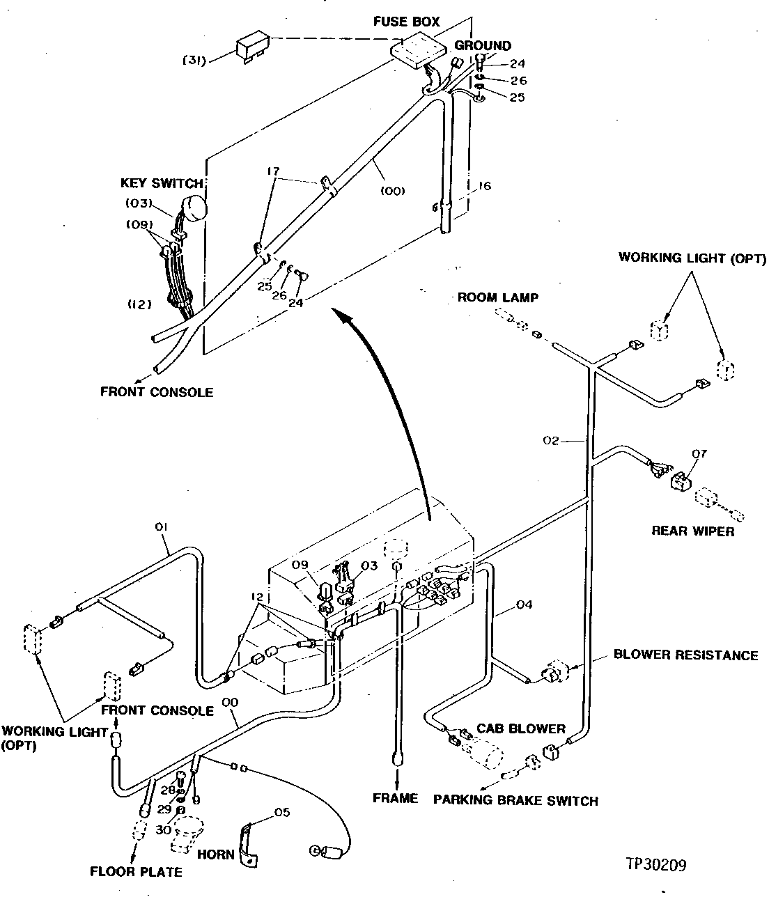 OPERATOR'S STATION WIRING HARNESS (WITH CAB AND A/C) ( - 000345)