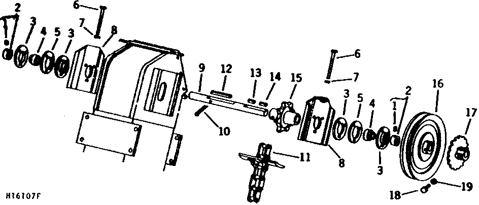 CLEAN GRAIN ELEVATOR CONVEYOR CHAIN, SHAFT, BEARINGS, AND DRIVE SPROCKET