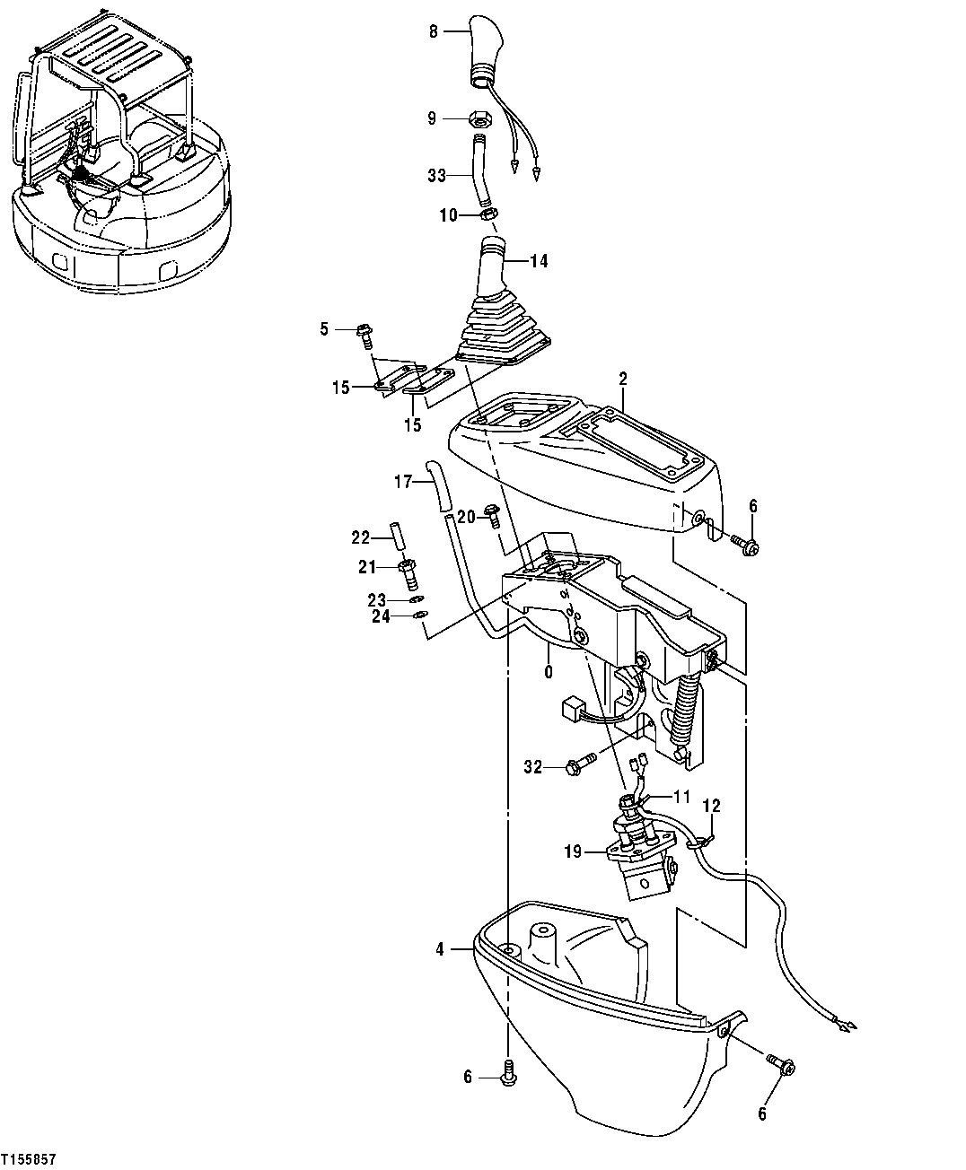 CONSOLE (LEFT) AND PILOT CONTROL LEVER (DIG AND SWING)