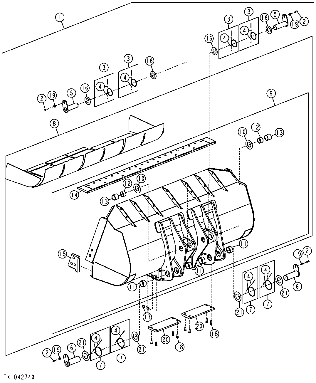 7.25 CUBIC YARD LOADER BUCKET (HEAVY DUTY) (SN -612719)