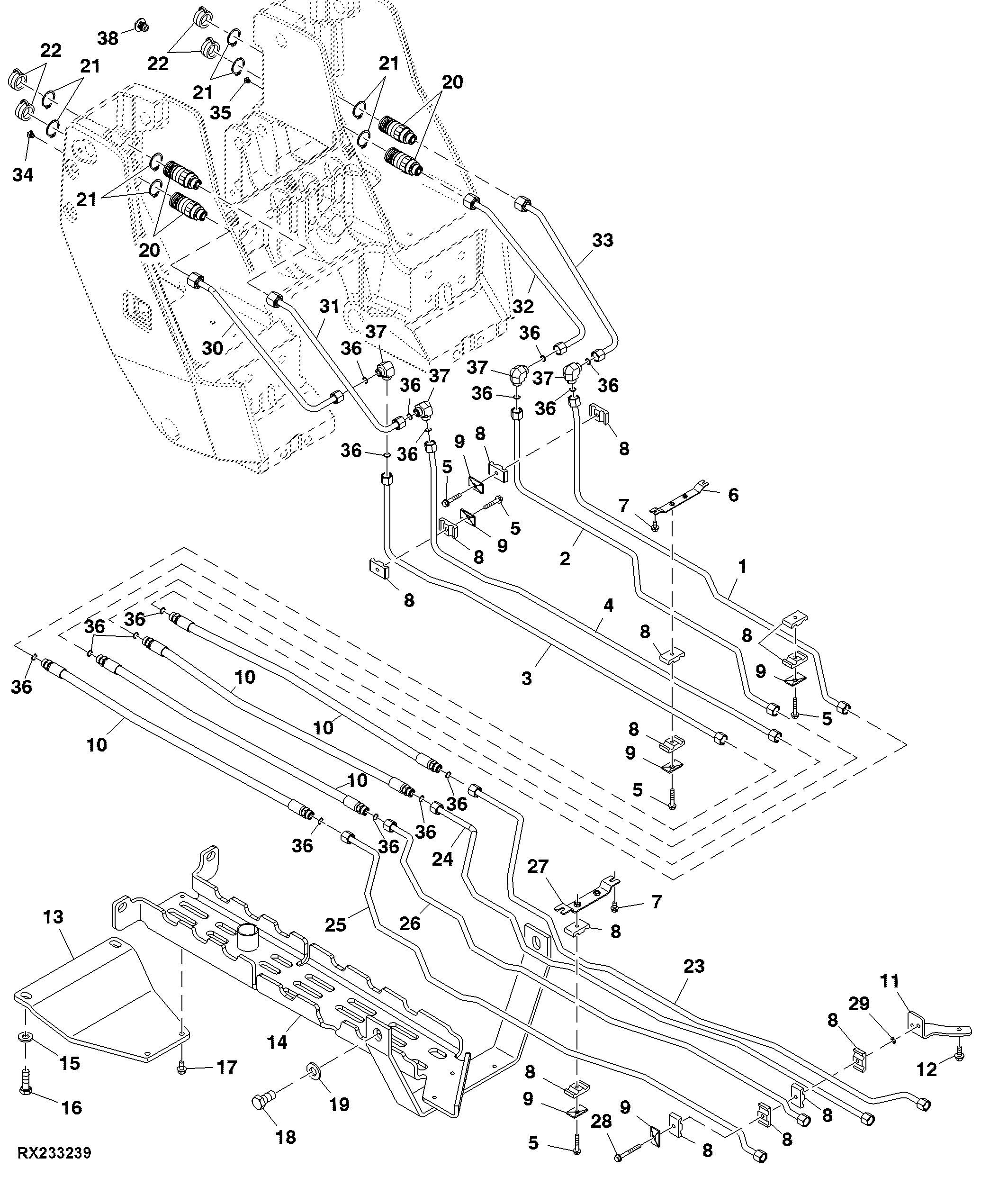 Front SCV Coupler Lines W/ 4, 5, 6 Rear SCV (1/2)