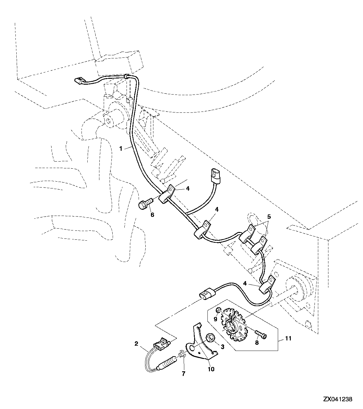 FEEDER HOUSE DRIVE SHAFT, SPEED SENSOR FOR HEADER CONTROL