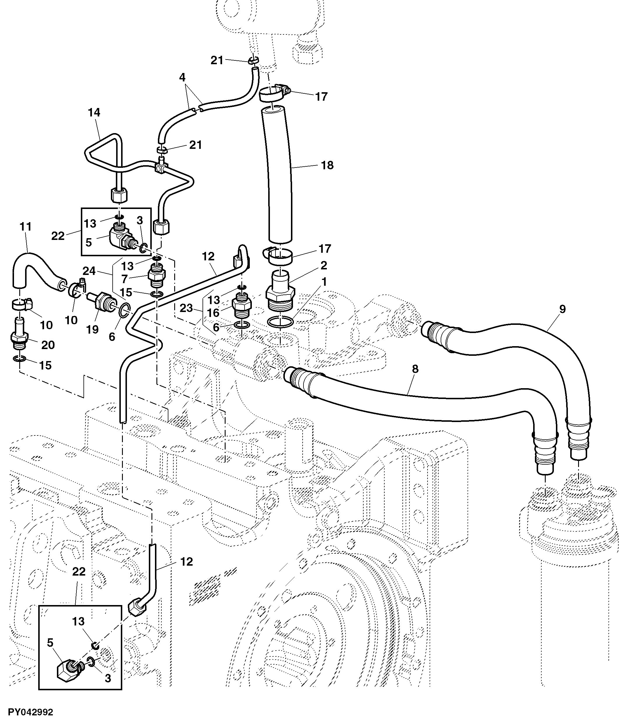 CHARGE PUMP, CONNECTING PARTS (HYDRAULIC PUMP 45CM3)