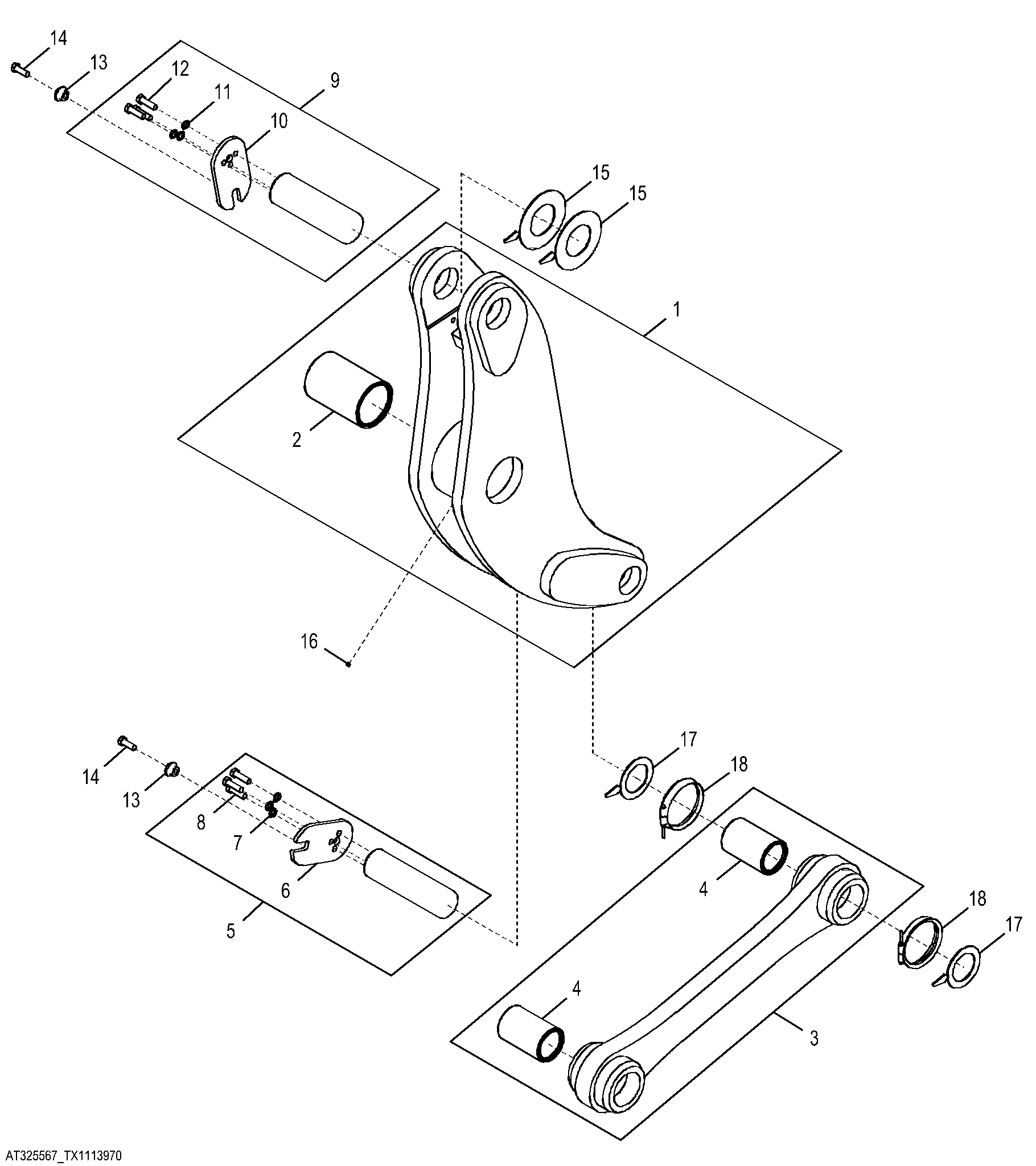 Loader Boom Linkages with NeverGrease™ Pin Joints