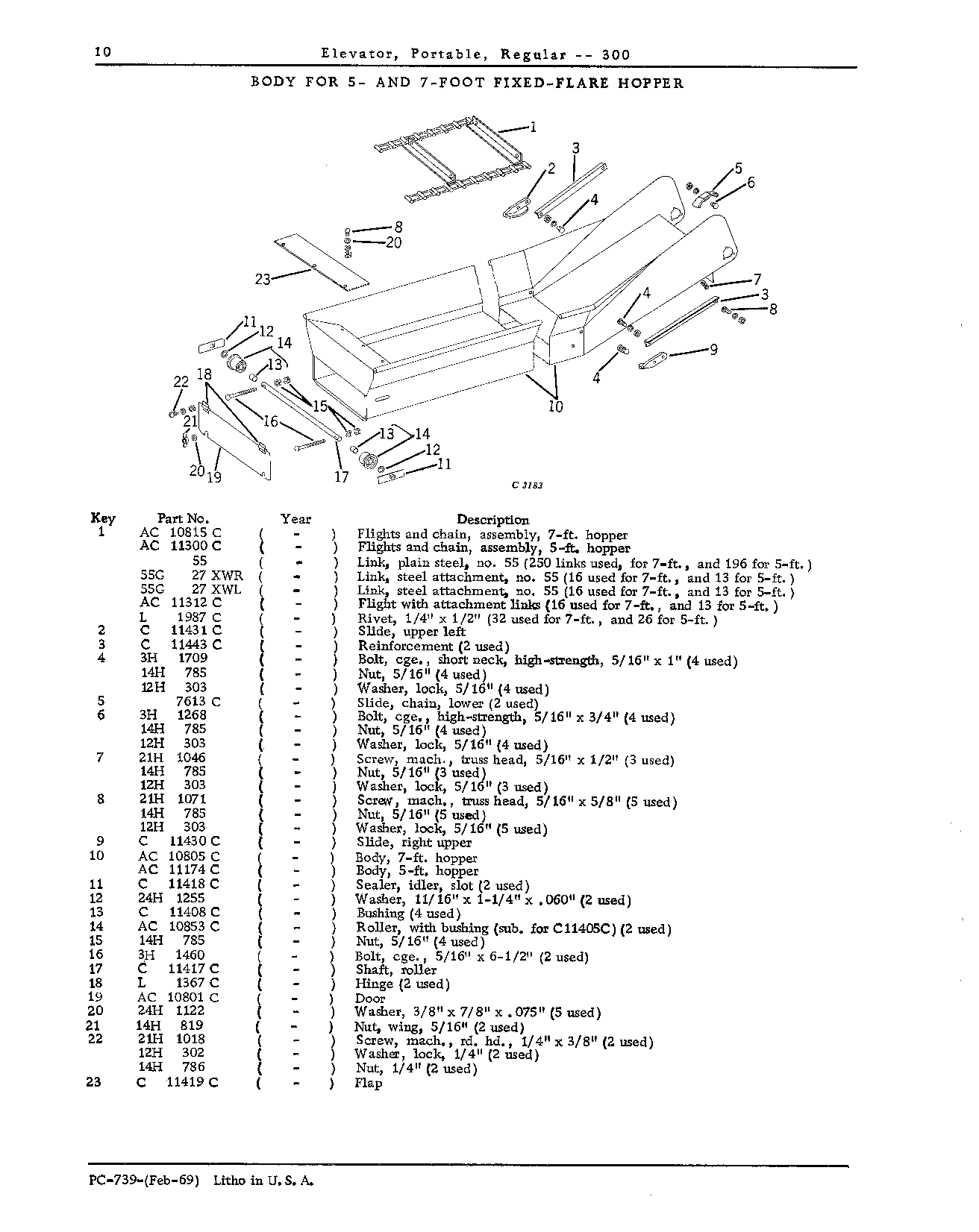 HOPPERS: Body for Fixed-Flared Hopper