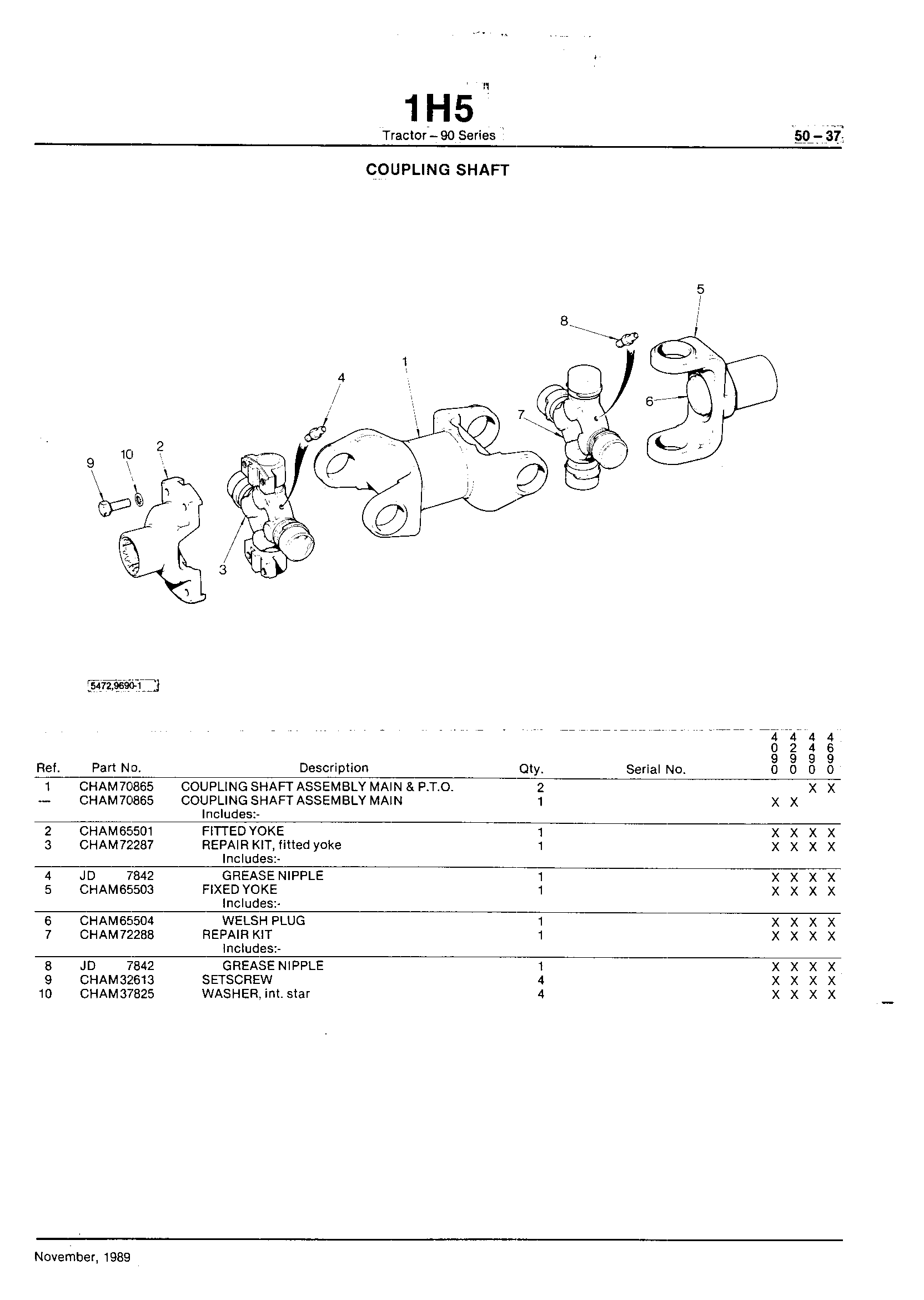 Power Train Coupling Shafts (Continued)
