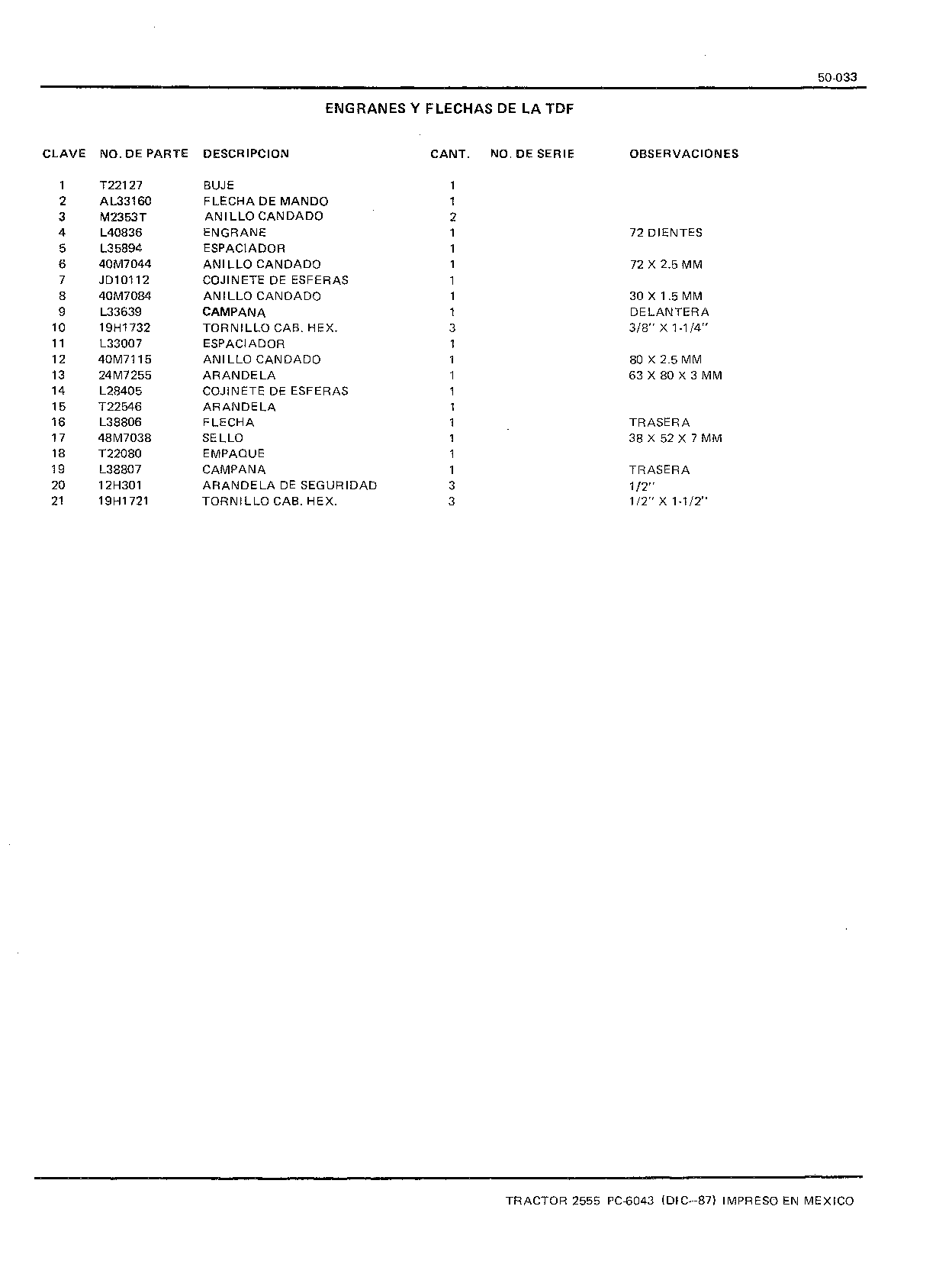 Engranes y Flechas de la TDF (Continued)