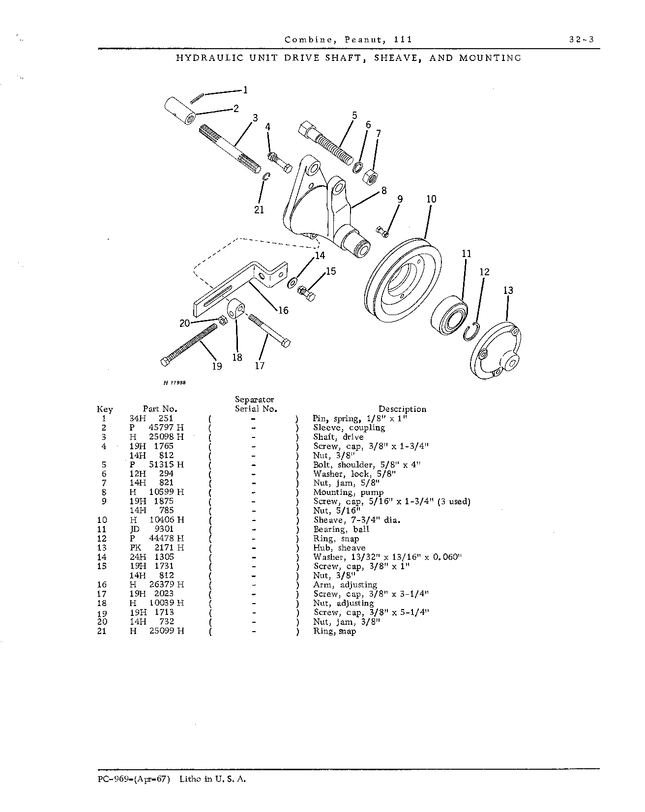 Hydraulic pump Drive shaft and mounting