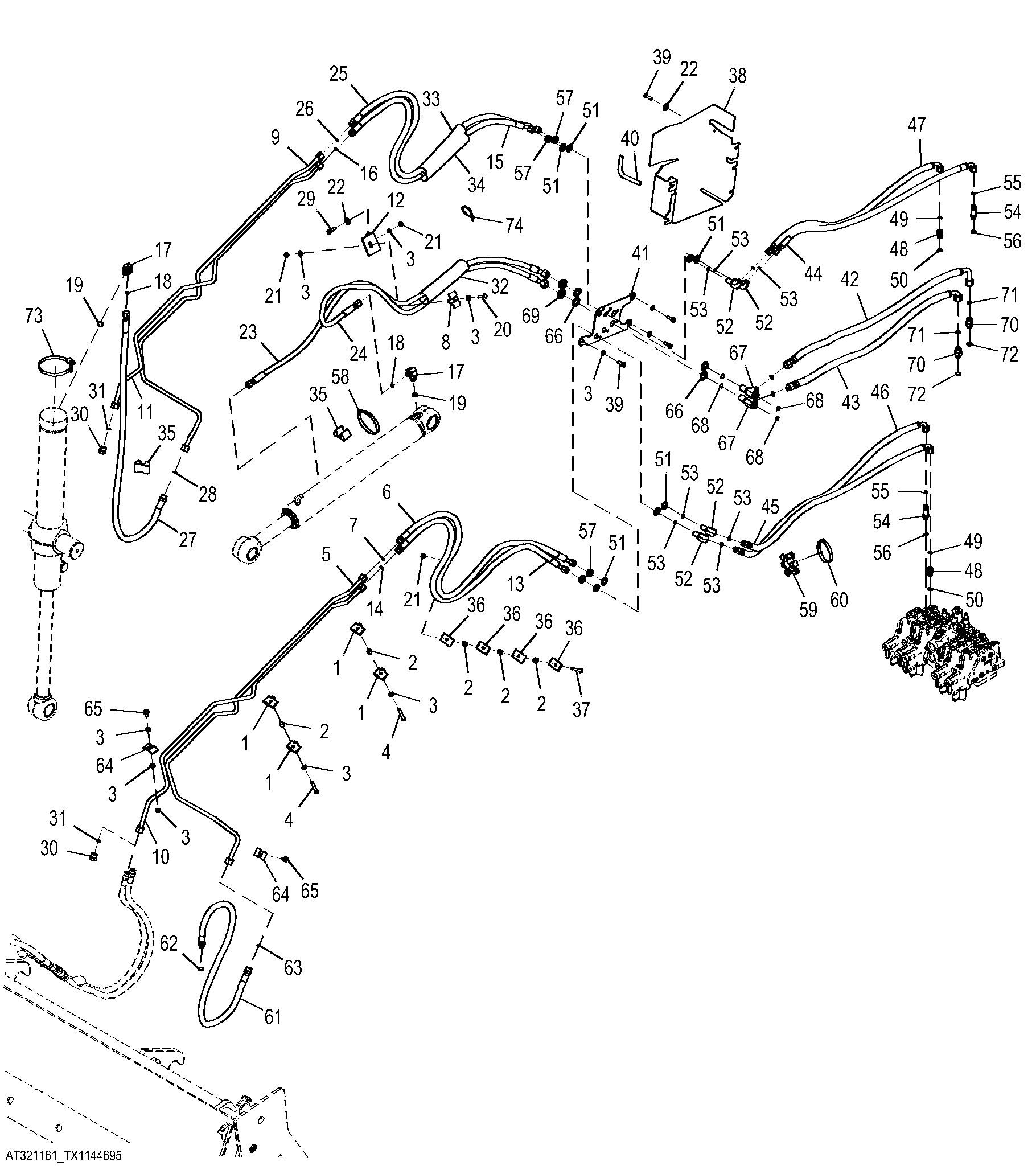 Loader and Third Function Hydraulics, Right Side
