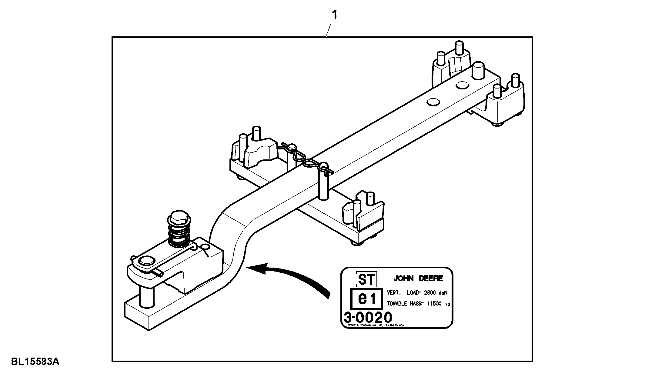 Attachment, Drawbar, Standard, W/ Hammer Strap, Category 2