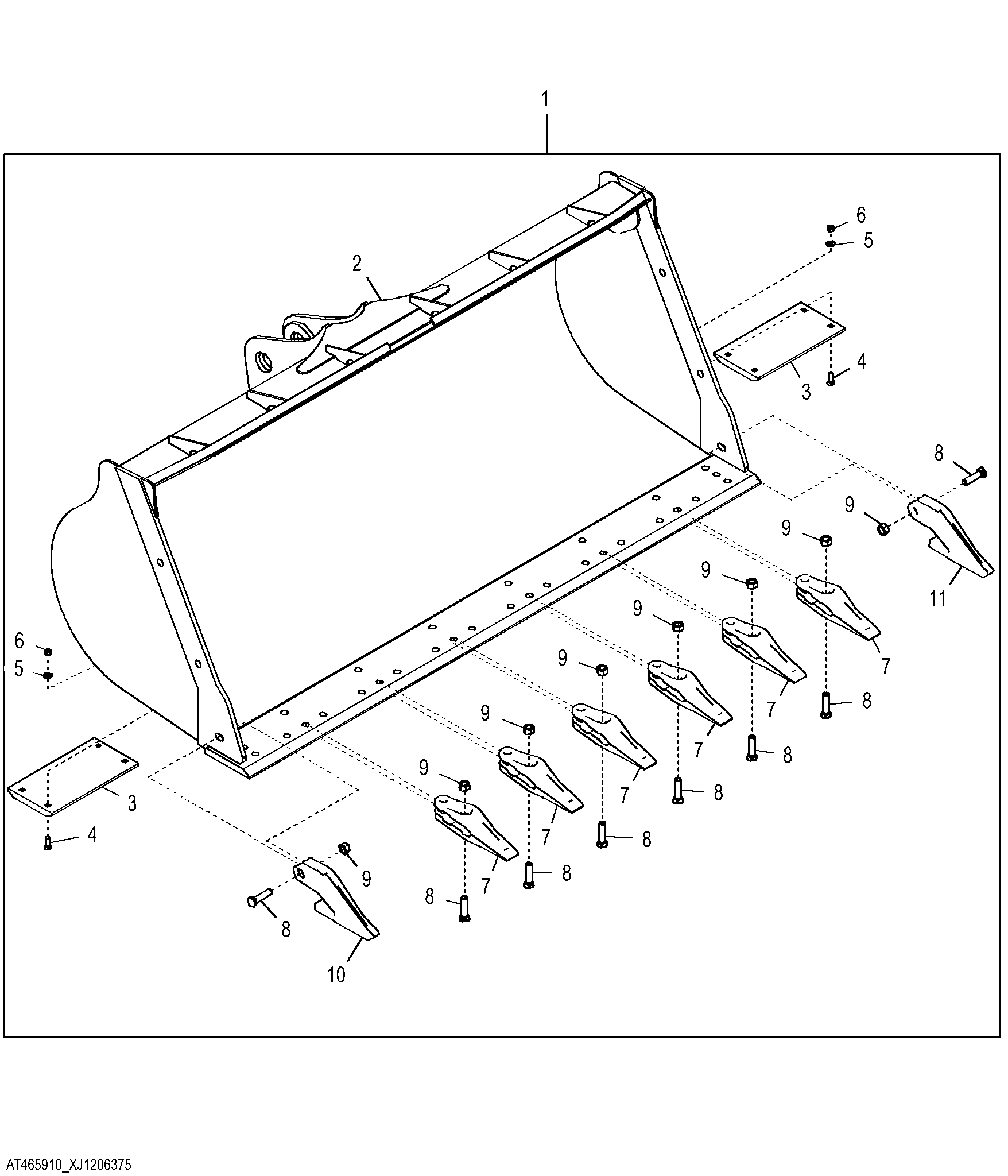 Loader Bucket W/O Segments, General Purpose, 2.7 M