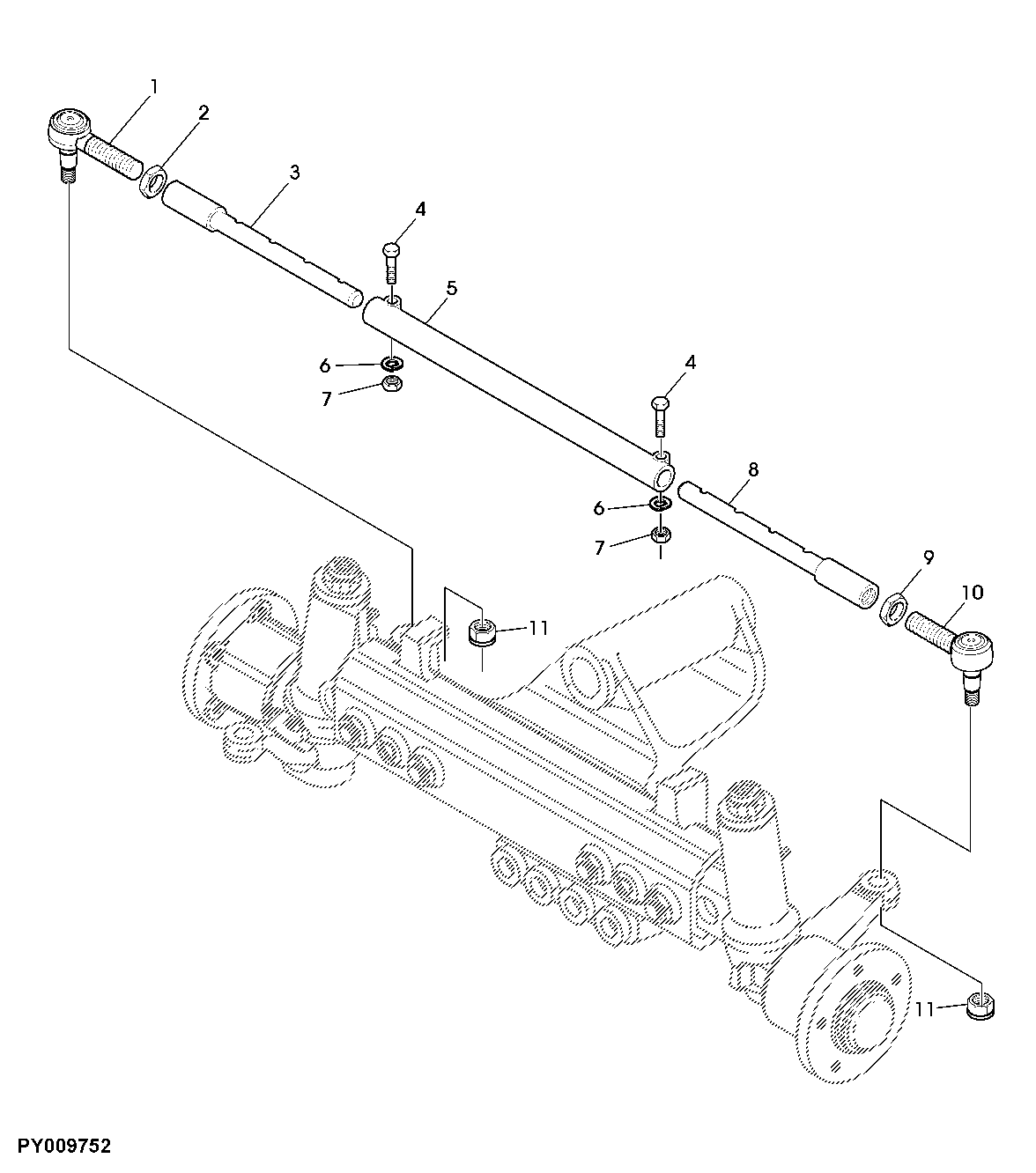 TIE ROD AND STEERING ARMS (WITHOUT FRONT WHEEL DRIVE)