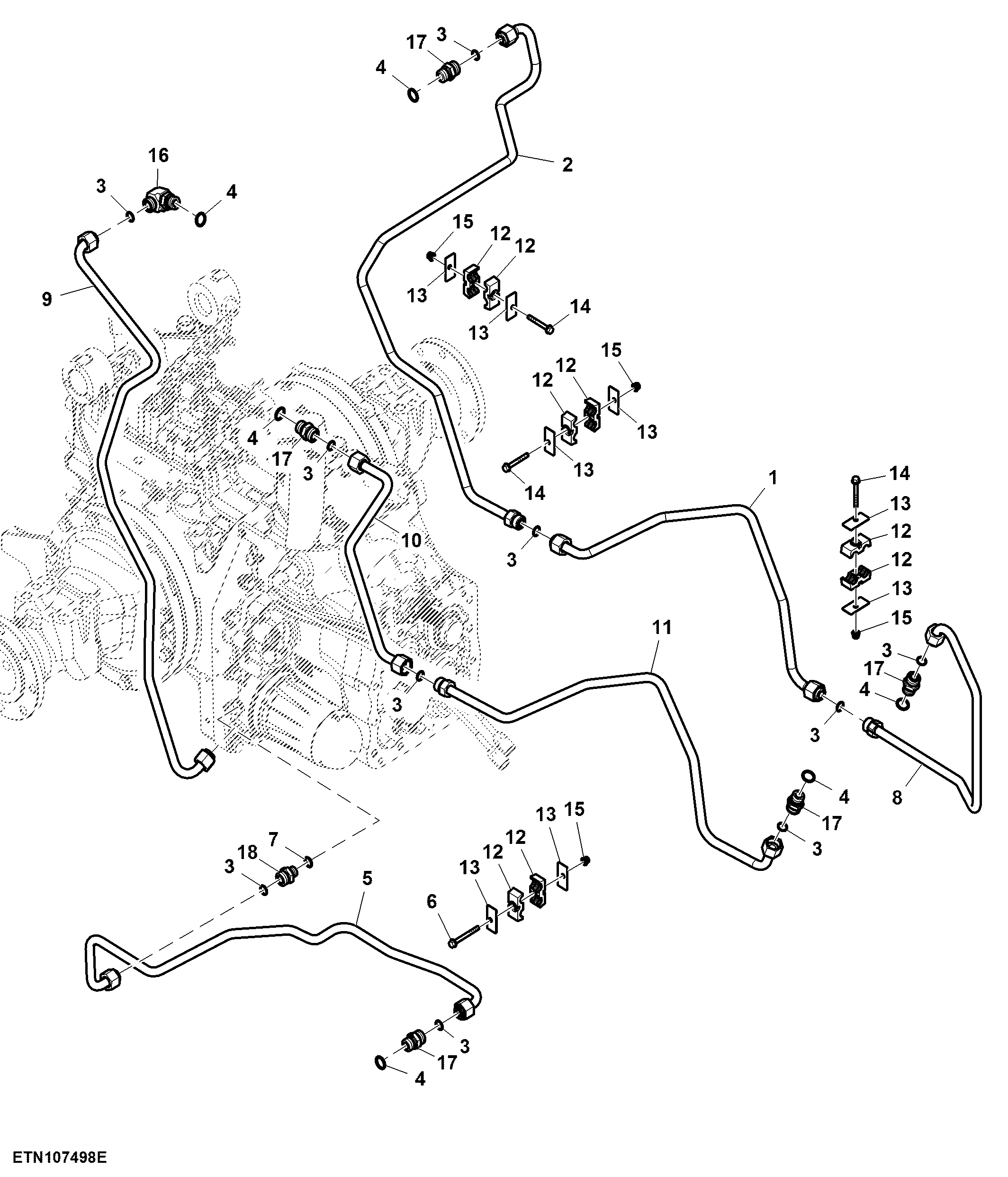 Oil Line, Mid W/ Rear SCV, Mechanical Hitch