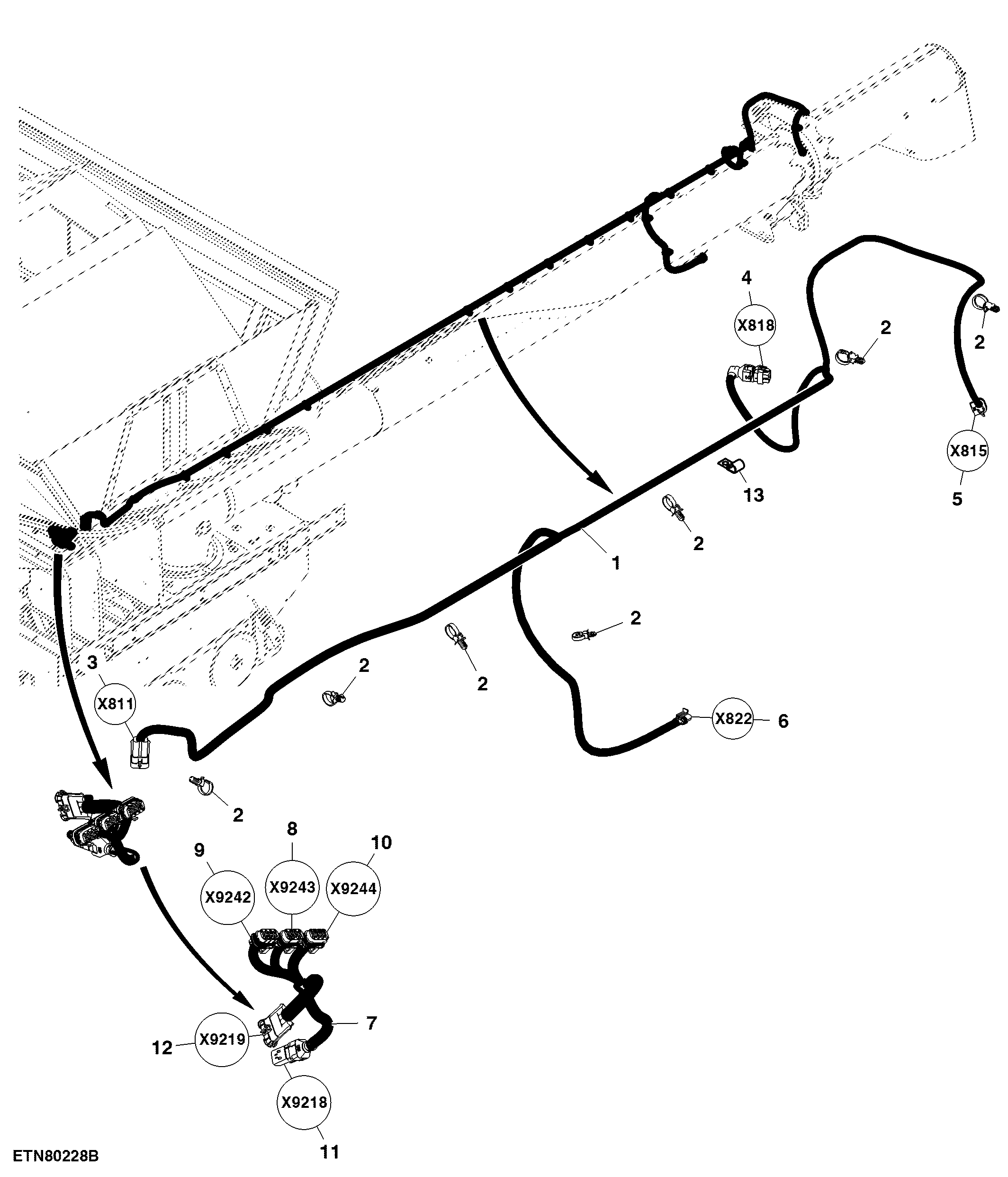 Unloading Auger Wiring Harness, 20 ft Folding