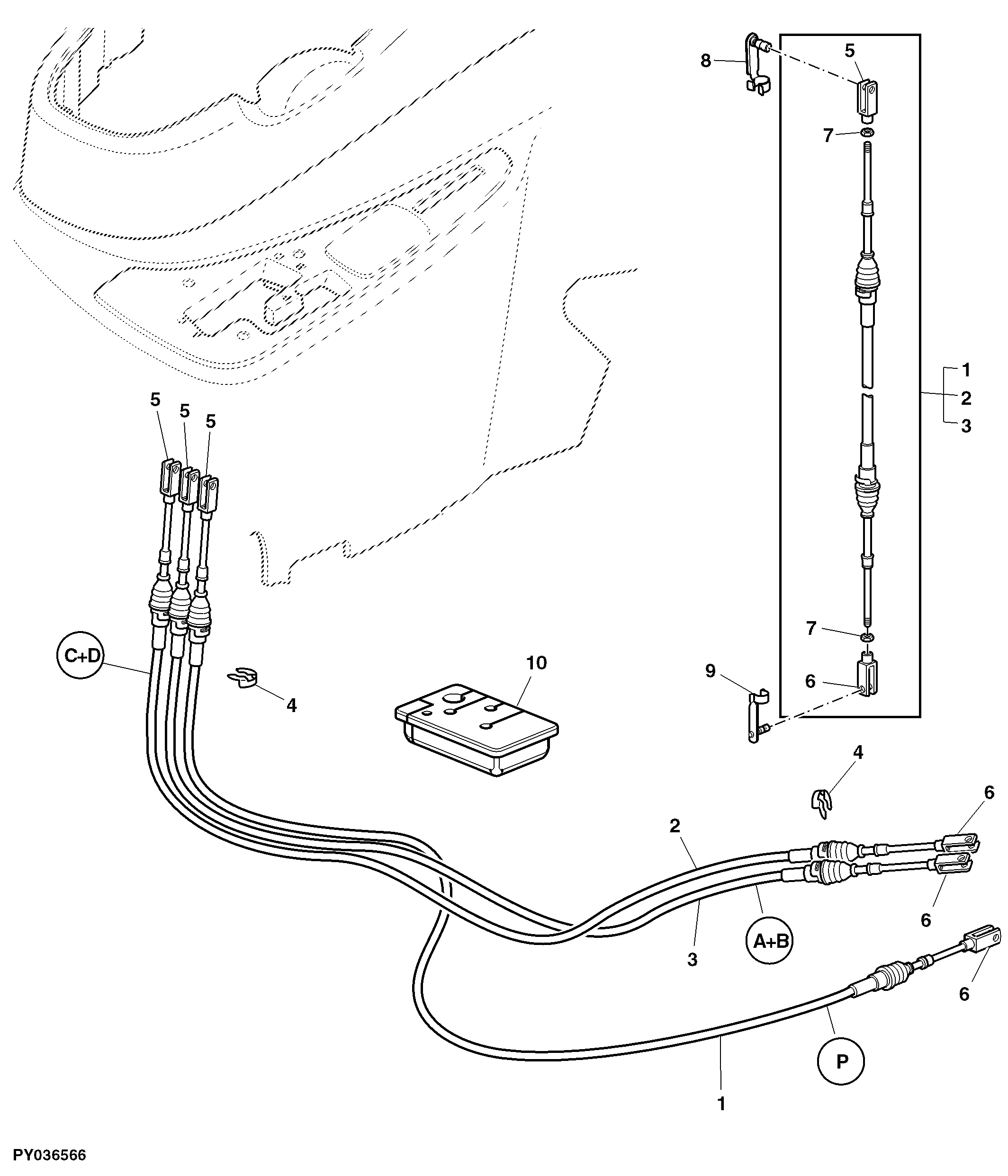 BOWDEN CABLES FOR RANGE SHIFT AND PARKING LOCK